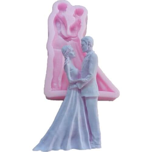 Bride Groom Wedding Cake Topper Fondant Cake Decorating Tools Baking Silicone Mold Cupcake Candy Clay Chocolate Gumpaste Mould