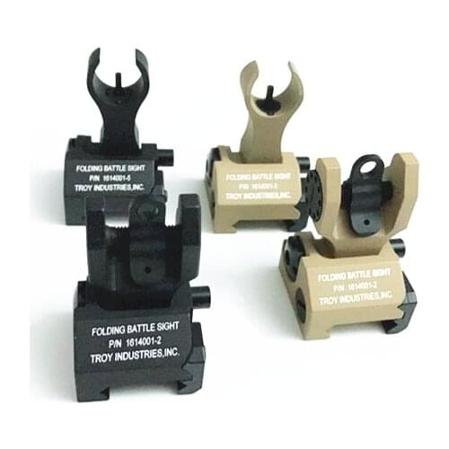 BLUECAMP Tactical Troy Front and Rear Folding Back-up Battle sights Picatinny Handguard Rail HK Style Black