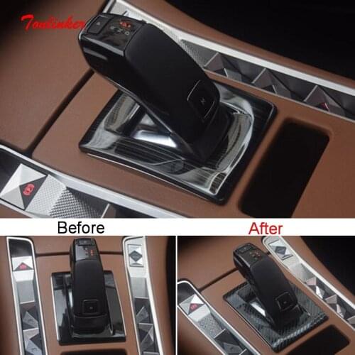 Tonlinker Interior Car Gear Panel Cover case stickers for Citroen DS7 2018-19 Car Styling 1 PCS Stainless steel Cover stickers