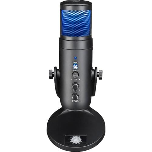 USB Microphone w/ 3.5mm Headphone Port for Laptop Desktop Podcasting Gaming Streaming Volume Control Plug & Play