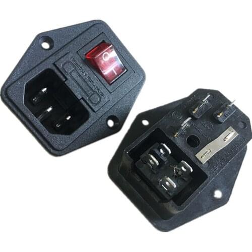 High quality 10A 250V Inlet Module Plug Fuse Switch Male Power Socket 3 Pin IEC320 C14