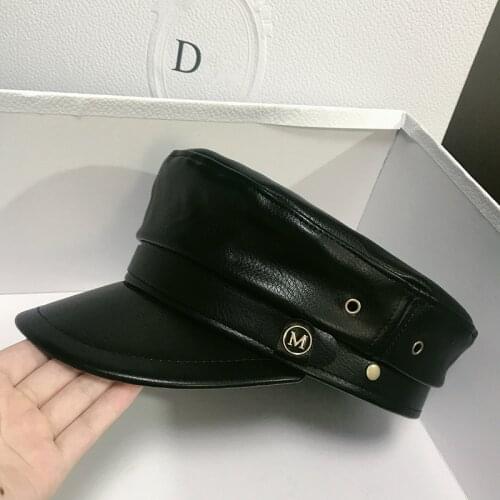 Beret Female Autumn Winter Hats For Women Ladies 100% Pu Leather Beret Cap Boina Feminina Gorras Bone Vintage England Black