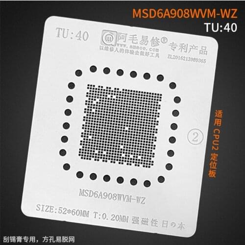 0.20MM Amaoe BGA Stencil MSD6A908WVM-WZ TU40 For LCD TV CPU Reball IC Pins Square Hole Soldering Tin Plant Net Heat Template