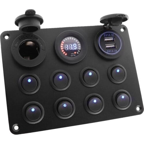 1Pc 12V For Car Boat RV Truck ATV UTV Camper Caravan Waterproof 8 Gang Car Push Button Switch