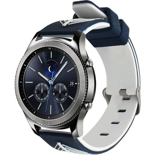 22mm Quick Release Silicone Rubber Watchband for Samsung Gear S3 R760/R770 Galaxy Watch 46mm R800 Feather Grain Band Wrist Strap