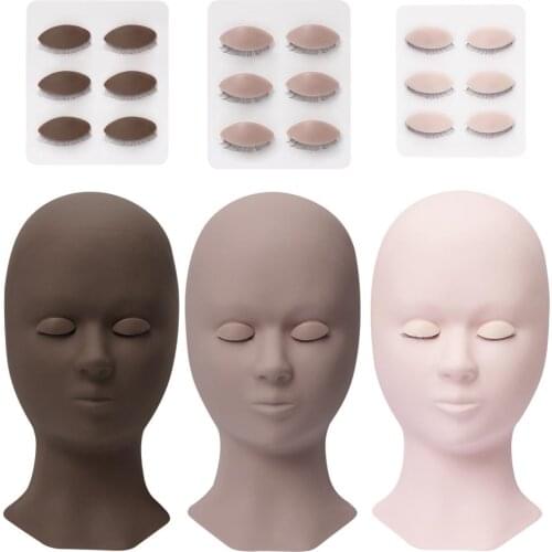 3 Colors Training Heads Replacement Eyelids Silicone Practice False Eyelash Extensions Makeup Model Massage Mannequin Heads