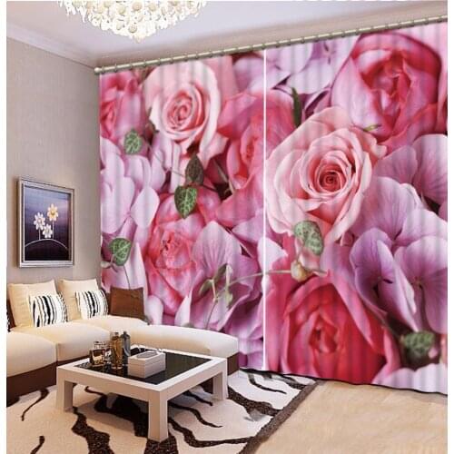 Fashion Customized Home Bedroom Decoration 3D Curtain Rose Flowers Curtains For Blackout Curtains For Living Room 3D Curtain