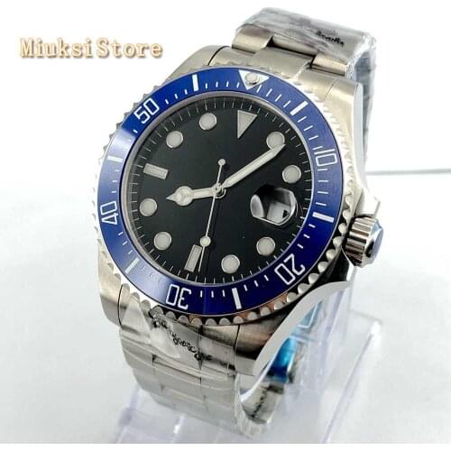 43mm Bliger mens top luxury mechanical watch black dial sapphire glass ceramic bezel date window automatic men watches 1856