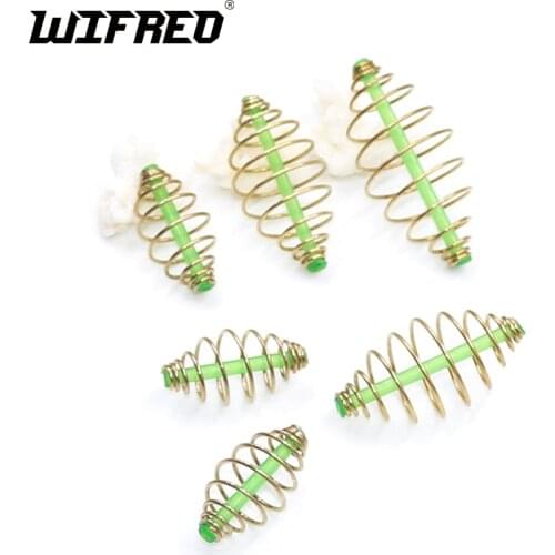 6PCS inline Bait Feeder Spring for Carp Fishing Fresh & Saltwater Fishing Rig Bait Feeder Cages & Method Leader S M L