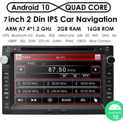 Android 10 Car Radio GPS DVD Player For VW Golf 4 T4 LUPO POLO Passat B5 Sharan 7" RDS BT GPS Bluetooth Radio 2DIN TPMS DAB