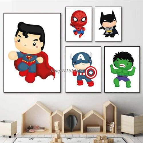 Disney Home Decorations Spiderman Batman Marvel Movie Canvas Paintings Wall Art Classic Cartoon Wall Decor Canvas Art Pictures