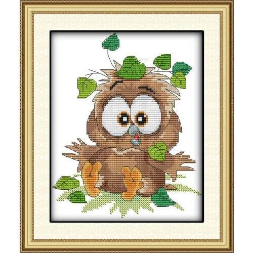 Baby owl cross stitch kit 18ct 14ct 11ct count printed canvas stitching embroidery DIY handmade needlework