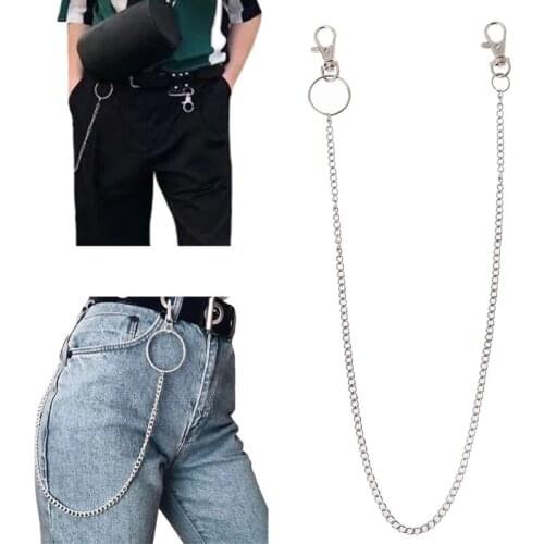 Long Metal Wallet Chain Leash Pant Jean Keychain Ring Clip Mens Hip Hop Jewelry
