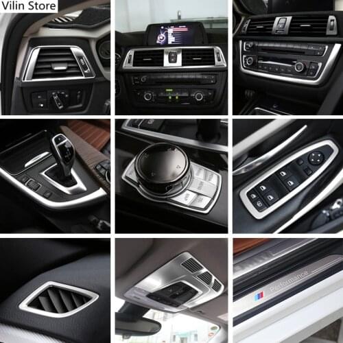 For BMW 3 4 Series 3GT F30 F32 F34 Car Styling interior Gearshift AC CD button Panel Door Armrest Decoration Cover Trim Sticker