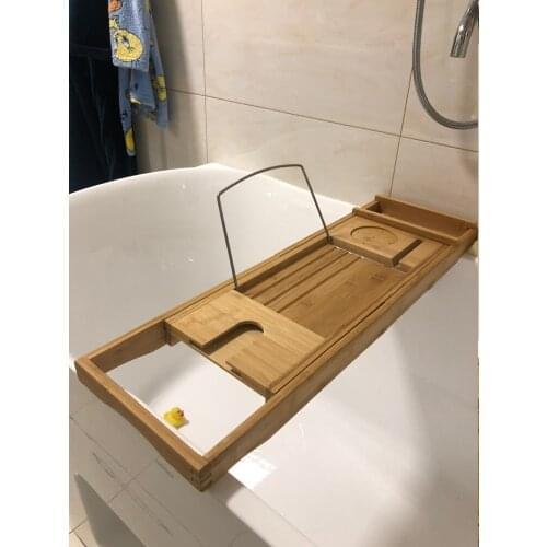 Home Extendable Bathtub Tray Shower Caddy Laptop Spa Wooden Bathtub Tray Bathroom Shelf Bandejas De Madera Wood Trays BF50BT