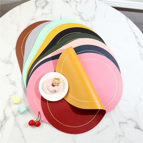 Ellipse Two-Sided Placemat Tableware Pad Table Mat Heat Insulation PU Leather Placemats Bowl Coaster Kitchen Non-Slip