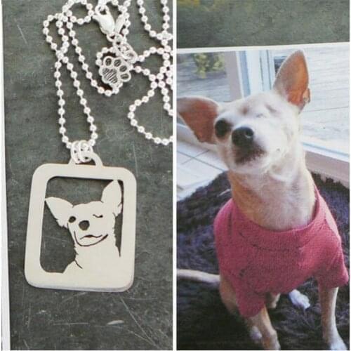 Chihuahua Art Necklace, Your Pet Pendant, Dog silhouette Memory Jewelry Keepsake Memorial Gift
