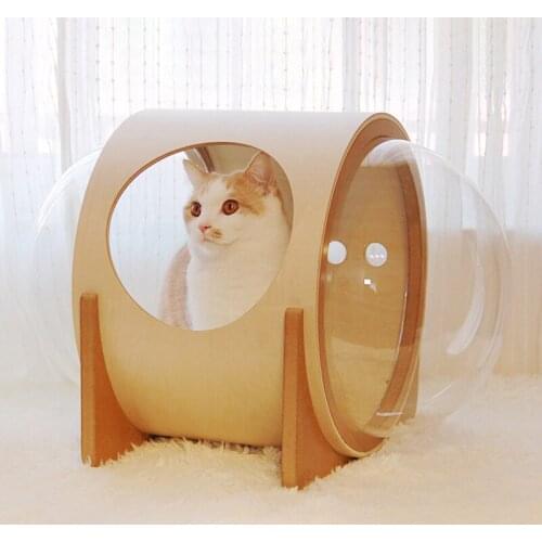 The cat nest wooden UFO space capsule cat nest transparent capsule four seasons general semi-closed star cat nest