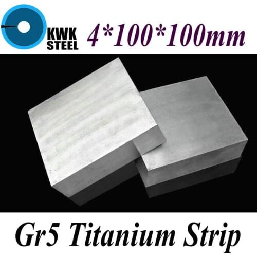 4*100*100mm Titanium Alloy Sheet UNS Gr5 TC4 BT6 TAP6400 Titanium Ti Plate Industry or DIY Material Free Shipping