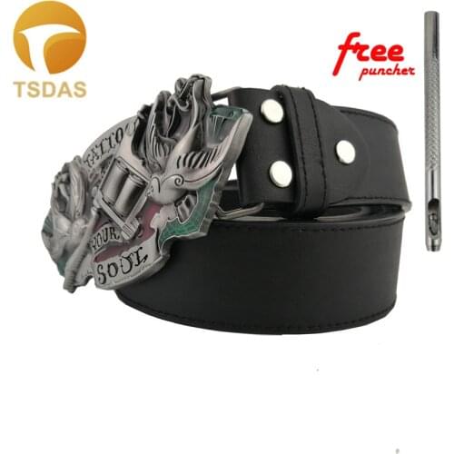 Tattoo Your Soul Metal Belt Buckle With Silver Finish Suitable For 4cm Width Belt 3D Belt Buckle Free Shipping