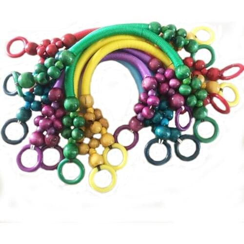 2 Pcs Fashion Support mixed 9Colors Wooden Beads Rope Handles For Handmade bag Factory Sell Bead Rope Bag Handle Strap Accessory