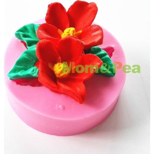 Mom&Pea 0749 Free Shipping Two-Flower Shaped Silicone Mold Cake Decoration Fondant Cake 3D Mold Food Grade Chocolate Mold