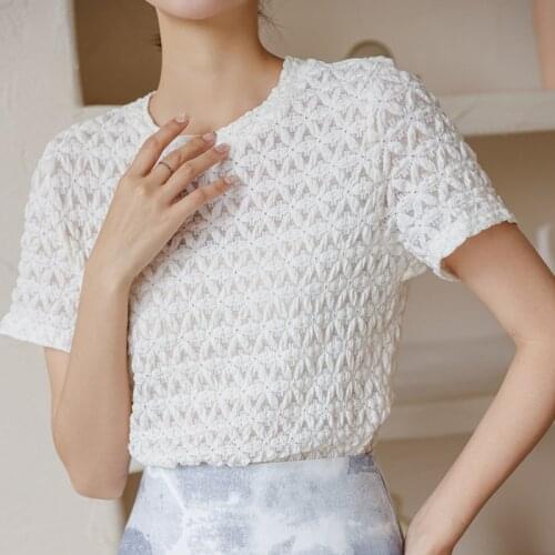 New Cotton Long Sleeve V Neck Lace Blouse Shirt 2021 Lace Blouse Solid Ladies Lace Women Shirts Blusas Feminine Women Tops 928C