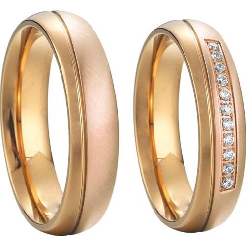 Mutil Colors Option Gold Filled Lovers Alliance Couple Wedding Rings for men and women stainless steel jewelry marriage ring