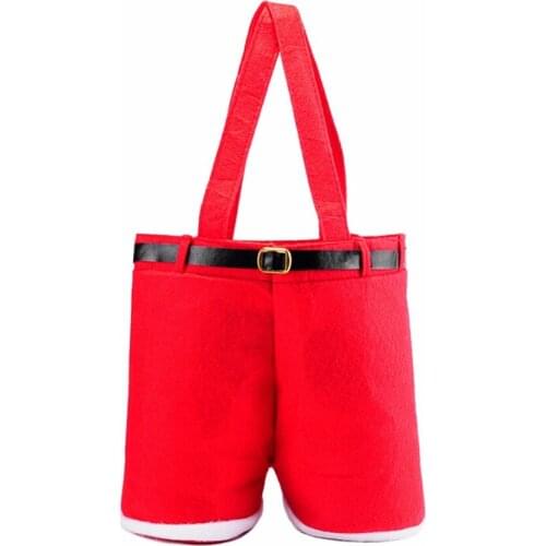 Olayer 4pcs/set Christmas Gift Treat Candy Bag Santa Claus Pants Decor Christmas Gift Bags Red Wine Bag Christmas Party Decor