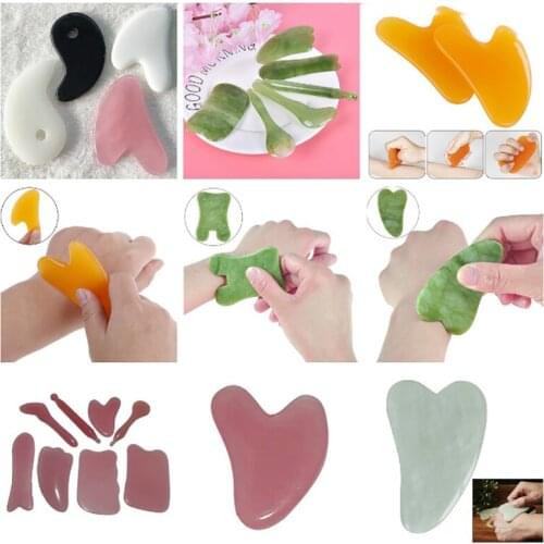 Beeswax/Quartz/Jade Scraping Massage Scraper Face Massager Acupuncture Gua Sha Board Acupoint Face Eye Care SPA Massage Tool