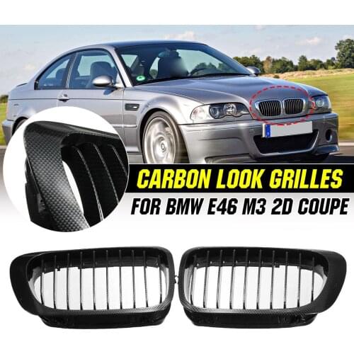 1 Pair Car Carbon Fiber Front Kidney Grille Grill for BMW E46 M3 3 SERIES 2DOOR COUPE 1999 2000 2001 2002 2003