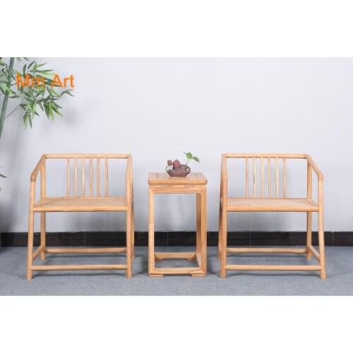New Chinese Style round-Backed Armchair Solid Wood Armchair Palace Chair Three-Piece Combination Simple Modern Zen