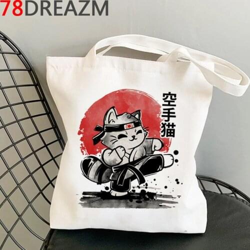 Cat shopping bag shopper jute bag tote recycle bag bolsas de tela bag net shoping string foldable sacolas