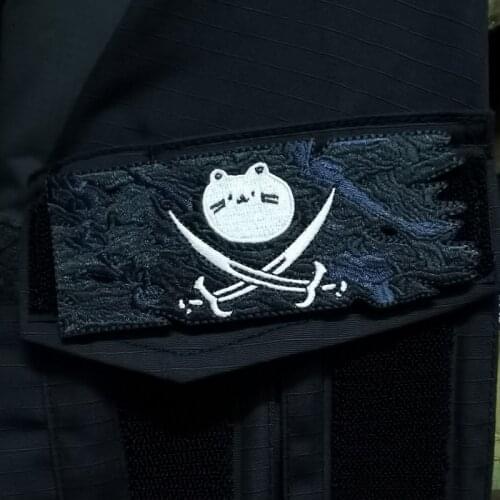 Mysterious Pirate Cat Embroidery Patches Sea Freedom Tactical Badges For Clothes Backpack Vest Animal Velcro Stickers Decoration