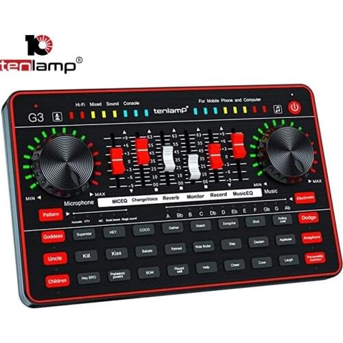 Live Sound Card G3 Microphone Sound Mixer Board Live Streaming External Voice Changer Sound Card Studio Record For Phone Windows