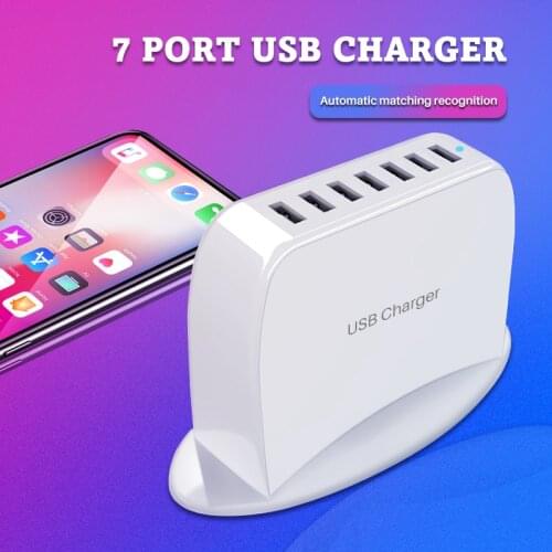 US Plug Multi Port USB Charger7-Port 40W8A Desktop USB Charging Station for iPhone X/8/7/6s/Plus fast charger quick charge