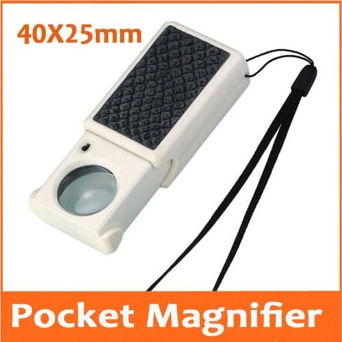 45X 20mm LED Illuminated Pull-out Jewelry Gem Identifying Type UV Light Pocket Magnifier Magnifying Glass Loupe with Lamps