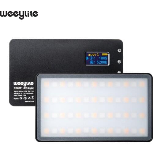 Weeylite RB08P Portable Full Color RGB LED Video Light 2500K-8500K Photography Fill Light CRI 95+ 8W for Studio Photography
