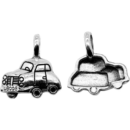 WYSIWYG 10pcs 20x20mm 2 Colors Antique Bronze Plated Car Pendant Vintage Car Charm Pendant Lucky Car Pendant