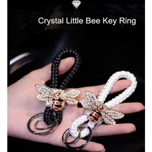 Car keychain pendant weaving little bee diamond ladies cute car key ring pendant for men and women