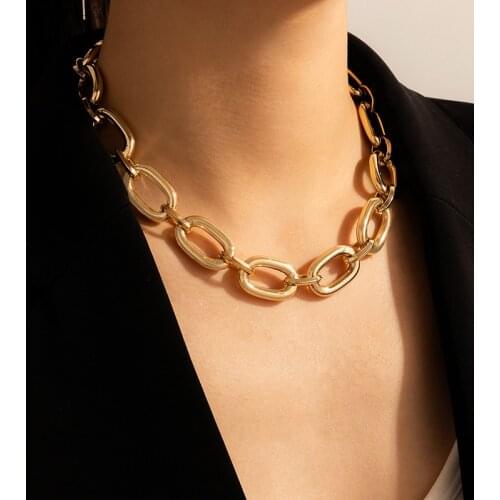 Tocona Punk Gold Color Chain Choker Necklace Trendy Hollow Geometric Alloy Metal Sweater Party Bohemain Jewelry for Women 17073