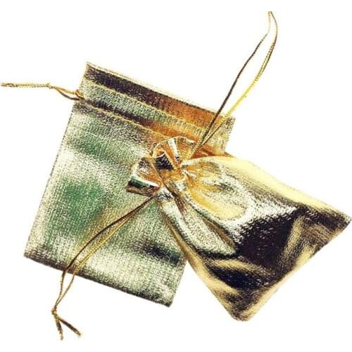 7*9cm 100pcs Handmade Gold Drawstring Bags For Wedding/Party/Gift/bracelets/necklace Pouches Jewelry Packaging Display Bags