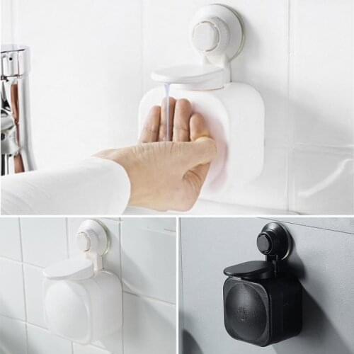 1pc No Drilling Punch-free Liquid Soap Dispenser High Quality Wall Mounted Square Bathroom Cream Storage Shampoo Container