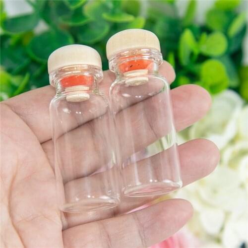 10ml Glass Bottles Cork Wood Stopper Wedding Artware Small Bottles Jars Vials Diy Decoration Craft 100pcs