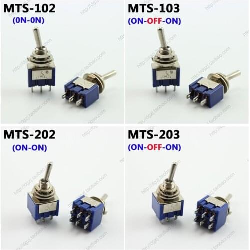 100pcs CHS 3 Pin / 6 Pin MTS-102 MTS-103 MTS-202 MTS-203 Toggle Switch 6A/125VAC