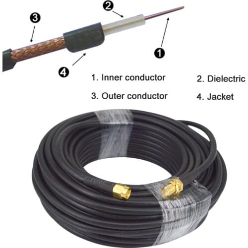 15M Antenna Extension SMA Male Plug to SMA Female Jack Cable crimp Jumper RG58