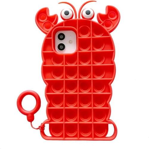 3D Cute Lobster Shape Soft Phone Case For iPhone 11 12 Pro MAX XS XR X 6 6S 7 8 Plus Funny Cartoon Stress Reliever Silicon Cover