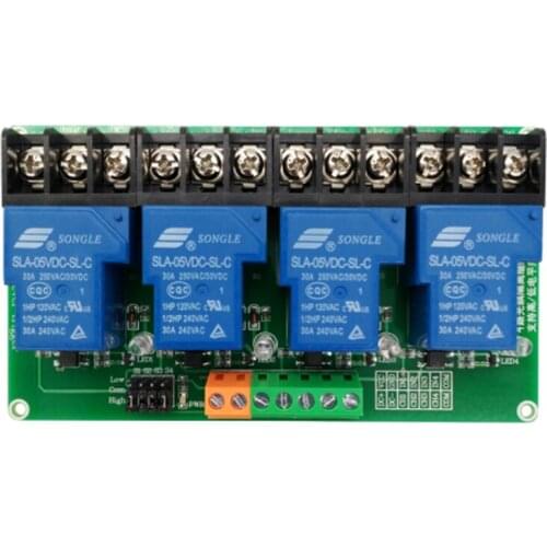 10pcs/LOT 4 way 5V 12V 24V 30A relay module high and low level trigger smart home PLC automatic control