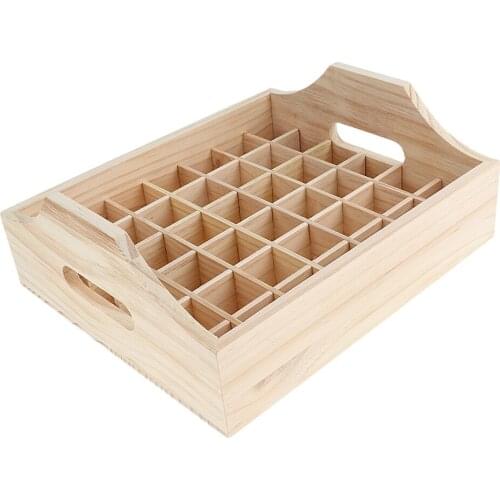 42 Slots Essential Oil Holder Display Wooden Storage Tray Organizer Case Holds 42 Bottles for 20/15/10/5ml