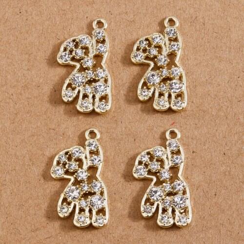 5pcs 12*25mm Cute Crystal Bear Charms for Jewelry Making Animal Charms Pendants for Necklaces Drop Earrings DIY Handmade Crafts